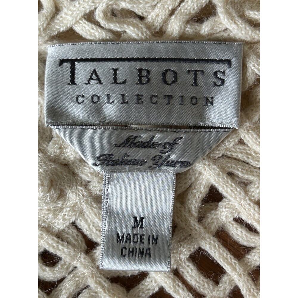 TALBOTS Collection Crochet Italian Alpaca Wool Cardigan Sweater Women's Size Med - Picture 10 of 12